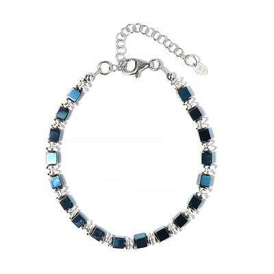 Royal Blue Hematite Silver Bracelet