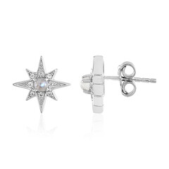 Rainbow Moonstone Silver Earrings