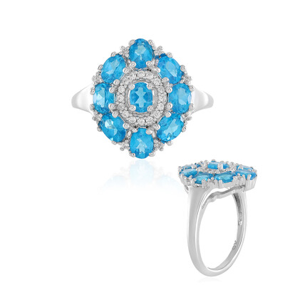 Neon Blue Apatite Silver Ring