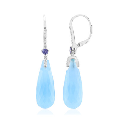 Aqua Chalcedony Silver Earrings