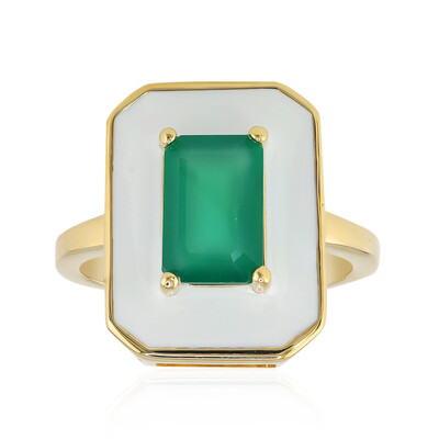 Green Agate Silver Ring (M de Luca)