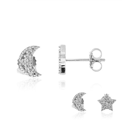 Salt and Pepper Diamond Silver Earrings