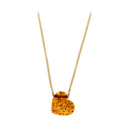 Cognac Baltic Amber Silver Necklace