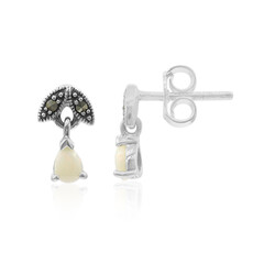 White Opal Silver Earrings