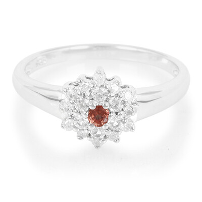 Orange Sapphire Silver Ring