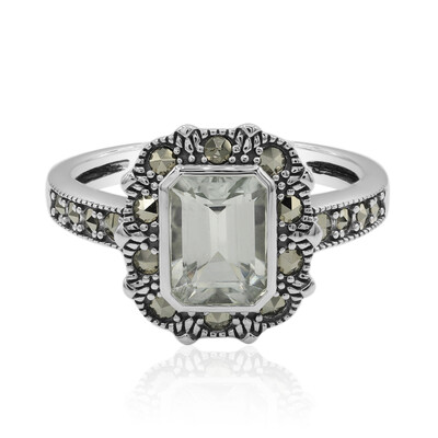Green Amethyst Silver Ring