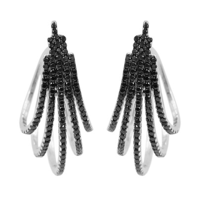 Black Spinel Silver Earrings