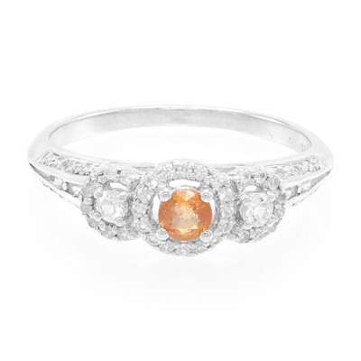 Orange Sapphire Silver Ring