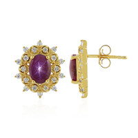 Channapatna Star Ruby Silver Earrings