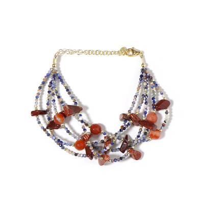 Red Lace Agate Silver Bracelet (Riya)