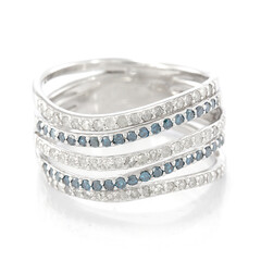 Blue Diamond Silver Ring