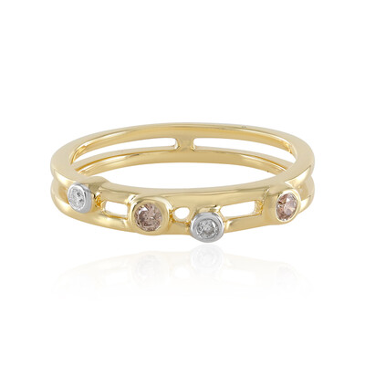 9K SI1 Champagne Diamond Gold Ring