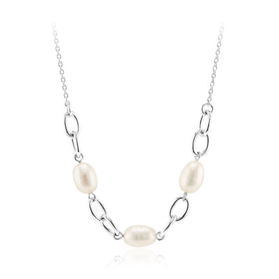White Freshwater Pearl Silver Necklace