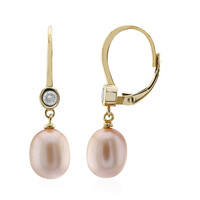 Peach Freshwater Pearl Silver Earrings