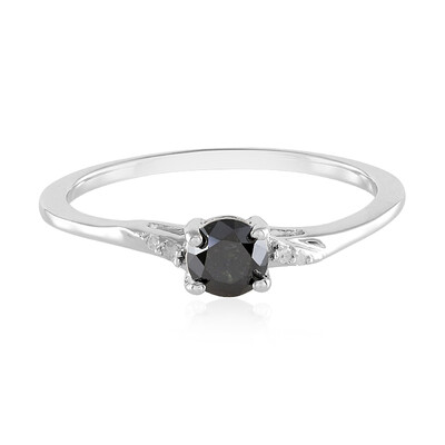 Black Diamond Silver Ring