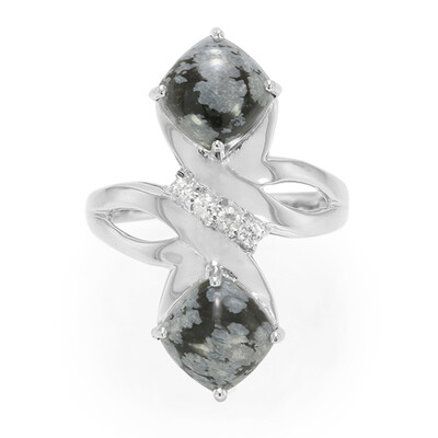 Snowflake Obsidian Silver Ring