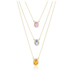 9K Ban Ka Cha Orange Sapphire Gold Necklace