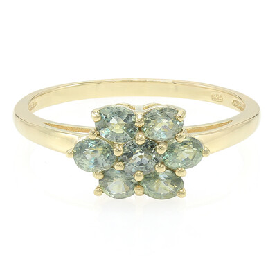 Unheated Green Sapphire Silver Ring