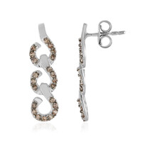 Brown Zircon Silver Earrings
