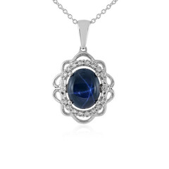 Blue Star Sapphire Silver Necklace