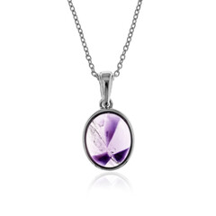 Chevron Amethyst Silver Necklace