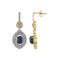 Blue Star Sapphire Silver Earrings
