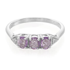 Unheated Ceylon Purple Sapphire Silver Ring