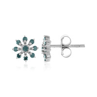 I3 Blue Diamond Silver Earrings