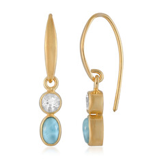 Larimar Silver Earrings (Bali Barong)