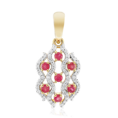 18K Red Beryl Gold Pendant