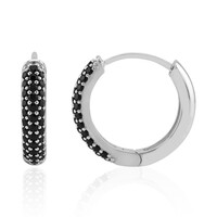 Black Spinel Silver Earrings