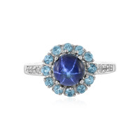 Blue Star Sapphire Silver Ring