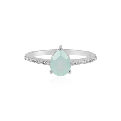 Aqua Chalcedony Silver Ring