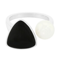 Black Agate Silver Ring