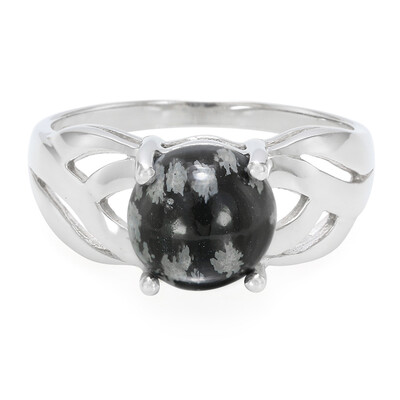 Snowflake Obsidian Silver Ring