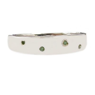 Green Diamond Silver Ring