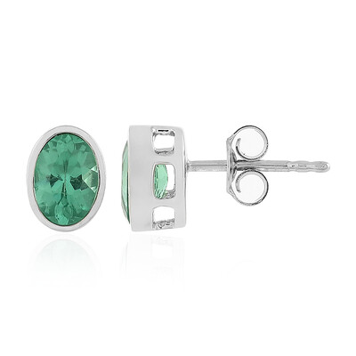 Neon Green Apatite Silver Earrings