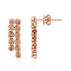 9K SI1 Argyle Rose De France Diamond Gold Earrings