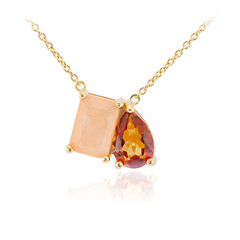 Peach Pastel Quartz Silver Necklace