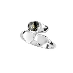 Green Baltic Amber Silver Ring
