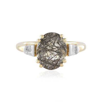 Black Rutile Quartz Silver Ring