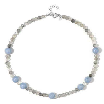 Blue Angelite Silver Necklace