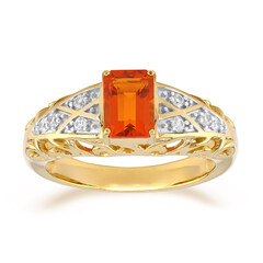 9K AAA Mexican Fire Opal Gold Ring