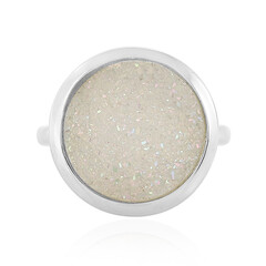 Pearl Shimmer Glitter Agate Silver Ring