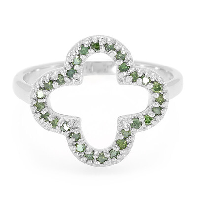 Forest Green Diamond Silver Ring