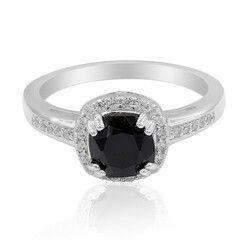Black Spinel Silver Ring