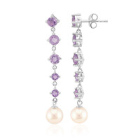 White Freshwater Pearl Silver Earrings