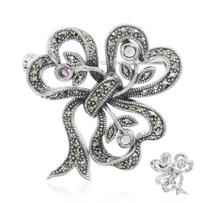 Amethyst Silver Brooch