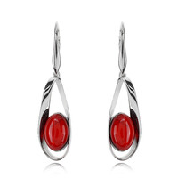 Colombian red Amber Silver Earrings