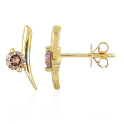 9K SI2 Argyle Champagne Diamond Gold Earrings (de Melo)